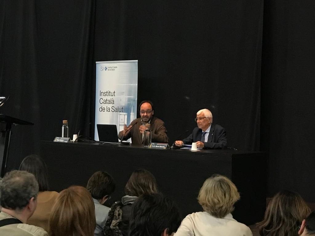 Pepe Serra, director del MNAC i el conseller de Salut Manel Balcells inaugurant Arts in Health Symposium